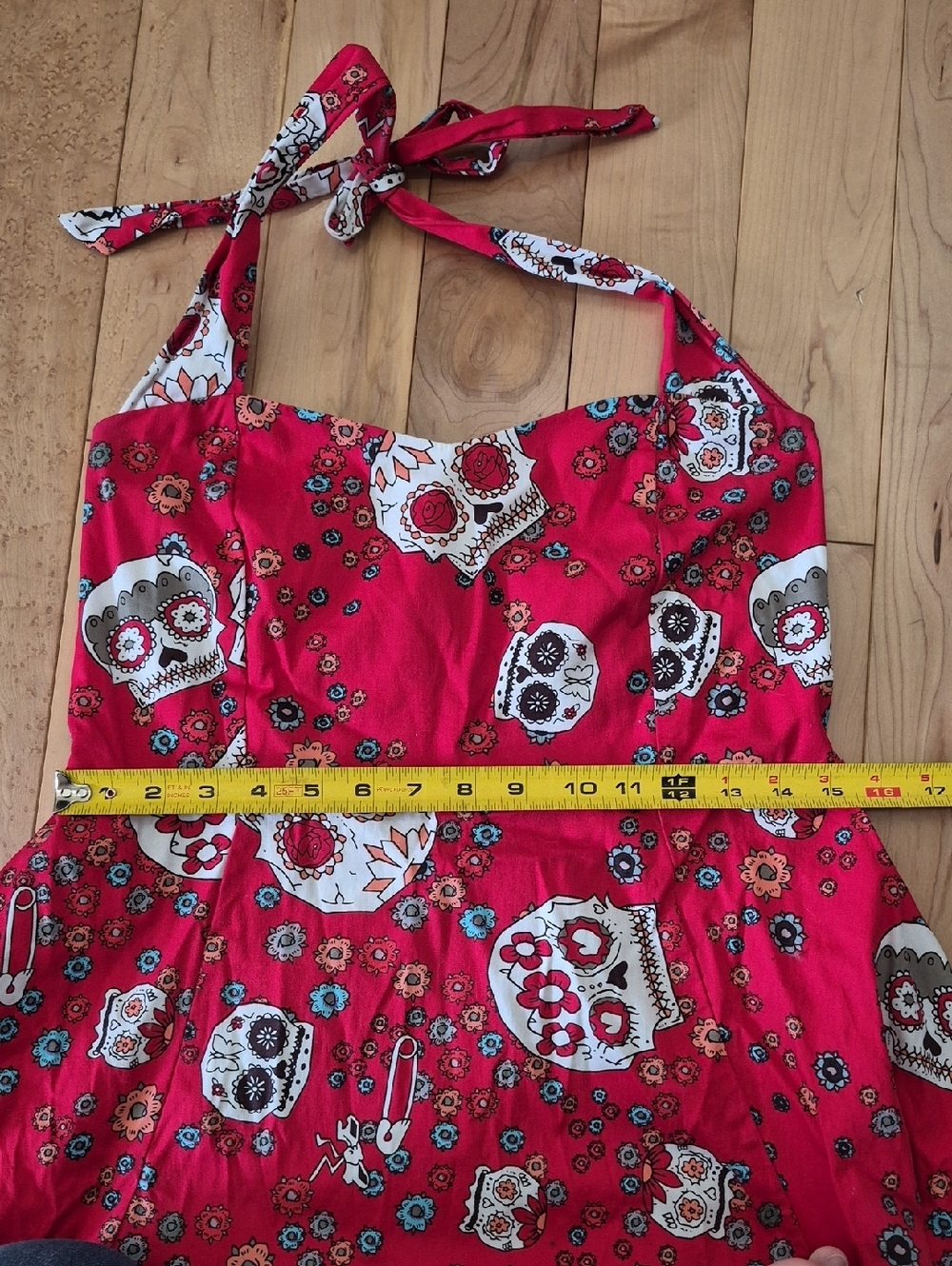 Oten Women's Size XL Red Dress With Skulls - Picture 5 of 6